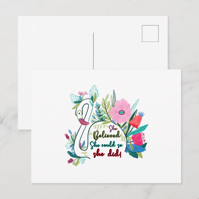 Postal Ella Creía Que Podía, Así Que Ella Cisó Con Flor (Anverso / Reverso)