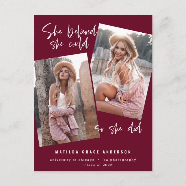 Postal Ella creía que podía así que hizo el postc de grad (Anverso)