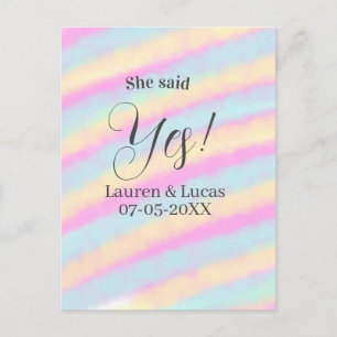 Postal Ella dijo que sí fiesta de compromiso rosa azul am
