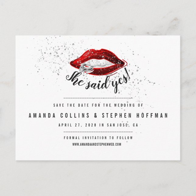 Postal Ella Dijo Que Sí | Moderna foto de Moda Guardar la (Anverso)