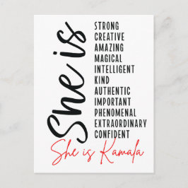 Postal Ella es Kamala, fuerte y creativo, asombroso y mág
