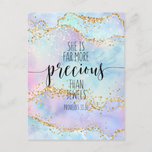 Postal Ella es mucho más preciosa que, Proverbios 31:10