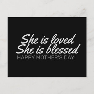 Postal Ella es querida, es bendita, feliz día de la madre