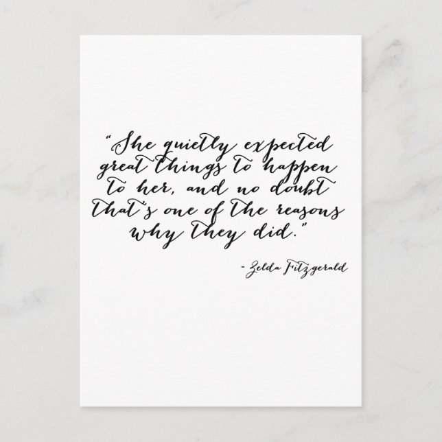 Postal Ella esperaba grandes cosas en silencio (Anverso)