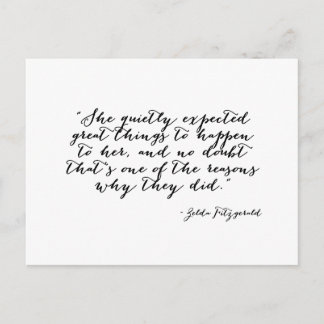 Postal Ella esperaba grandes cosas en silencio