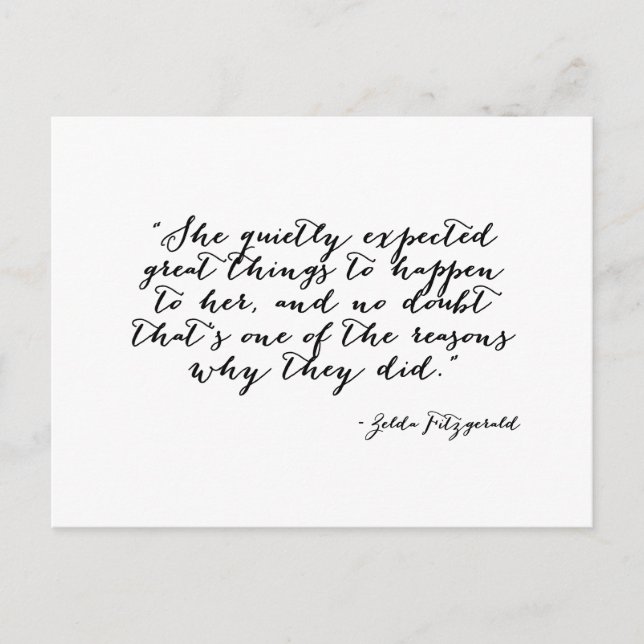 Postal Ella esperaba grandes cosas en silencio (Anverso)