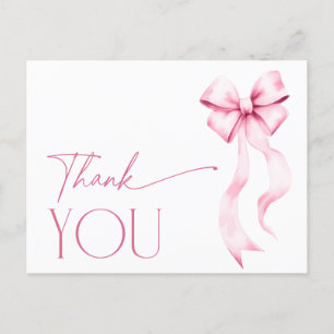 Postal Ella está Atando el Nudo Lazo Rosa Agradecimiento