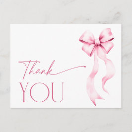 Postal Ella está Atando el Nudo Lazo Rosa Agradecimiento