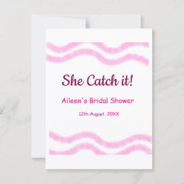 Postal Ella lo atrapa espiral rosa líneas acuarela boda