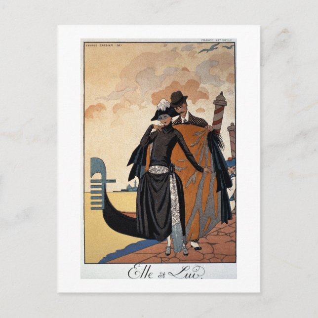 Postal Ella y él, Ilustracion de moda, 1921 (p. (Anverso)