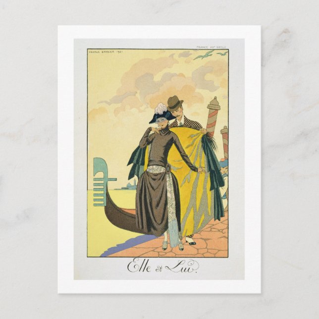 Postal Elle et Lui, 1921 (huella de pochoo) (Anverso)