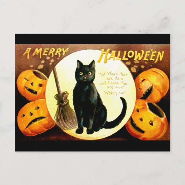 Postal Ellen H. Almohadilla: Gato de Halloween (Anverso)