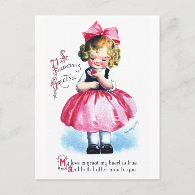 Postal Ellen H. Clapsaddle: Chica con corazón (Anverso)