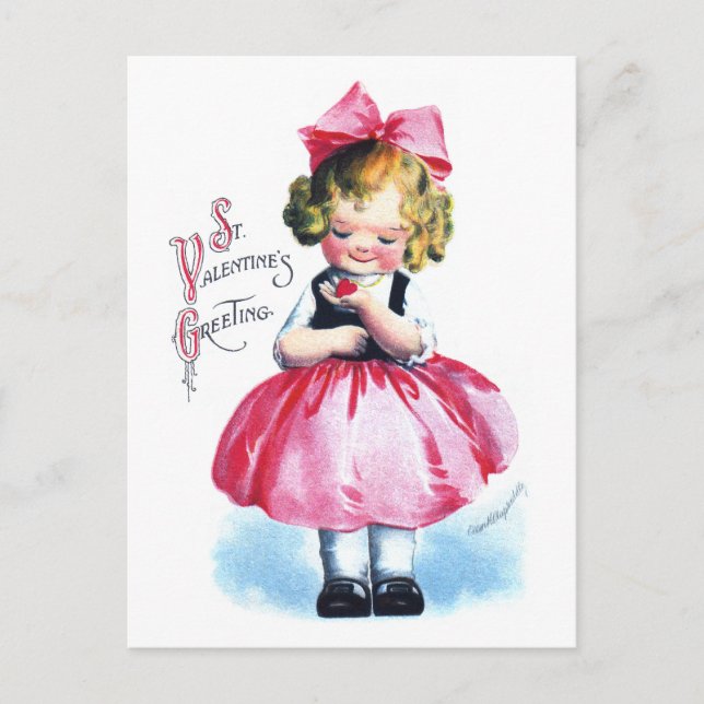 Postal Ellen H. Clapsaddle: Chica con corazón (Anverso)