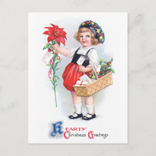 Postal Ellen H. Clapsaddle: Chica con Poinsettia