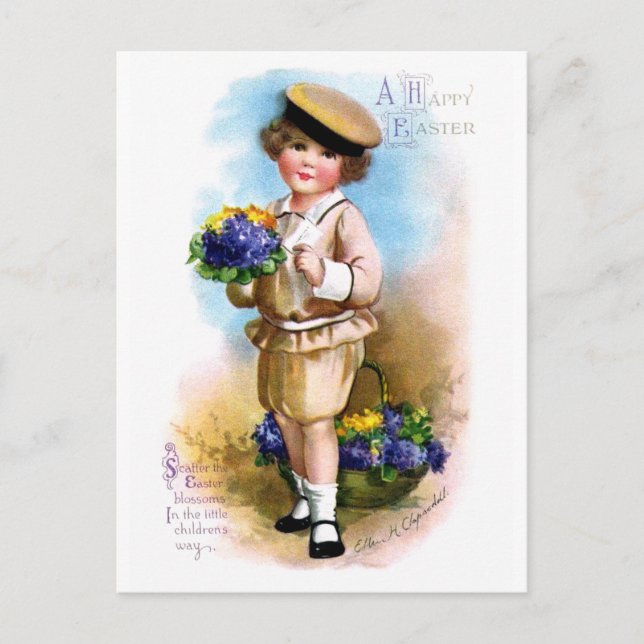 Postal Ellen H. Clapsaddle: Niño con nomeolvides (Anverso)