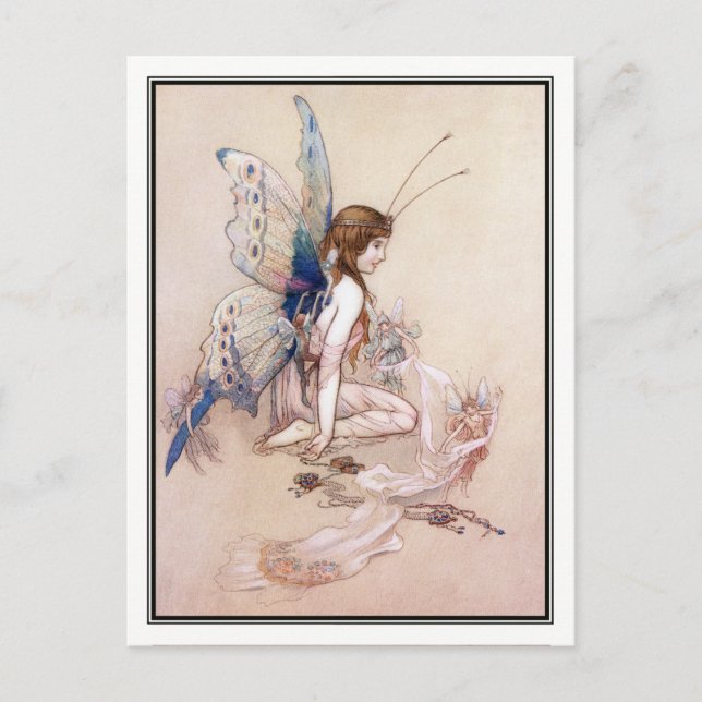 Postal Ellie consigue sus alas por Warwick Goble (Anverso)