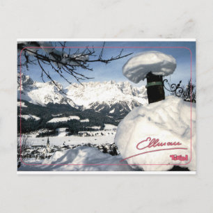 Postal Ellmau Tirol Vintage Vista de pueblo alpino invern