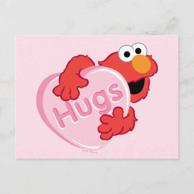 Postal Elmo "Abraza" Valentine Heart Candy (Anverso)
