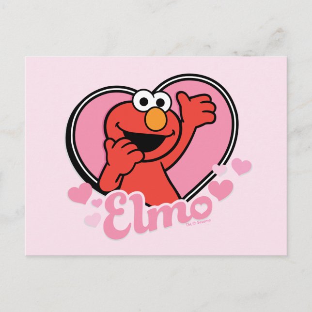 Postal Elmo en corazón de San Valentín (Anverso)
