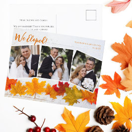 Postal Eloped Fall Leaf Boda de Collage de fotos recién c
