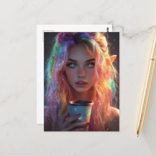 Postal Elven Woman With a Coffee