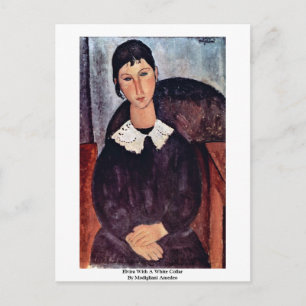 Postal Elvira Con Collar Blanco De Modigliani Amedeo