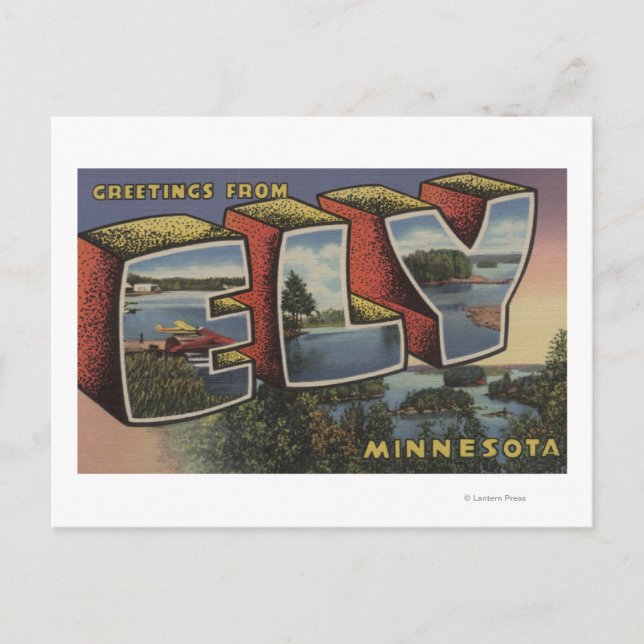 Postal Ely, MinnesotaEscenas de letras grandesEly, MN (Anverso)