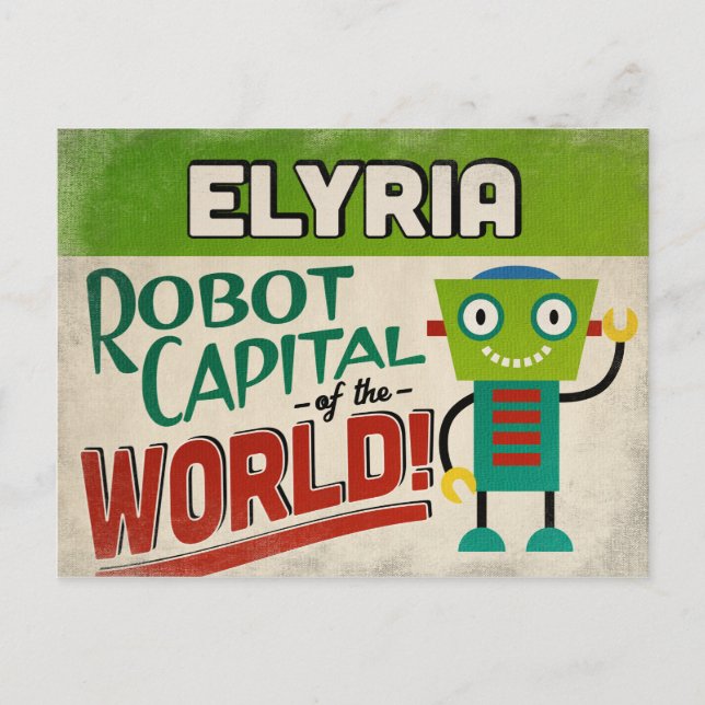 Postal Elyria Ohio Robot - Gracioso Vintage (Anverso)