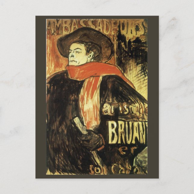 Postal Embajadores, Aristide Bruant por Toulouse Lautrec (Anverso)
