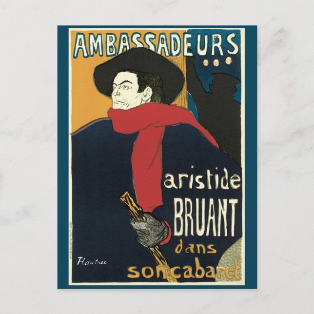 Postal Embajadores, Artistide Bruant por Toulouse Lautrec