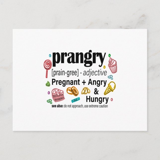Postal Embarazo + Enojo y Hambre = Enojado (Anverso)