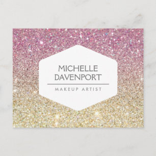 POSTAL EMBLEMA BLANCO ELEGANTE EN EL PURPURINA PINK OMBRE