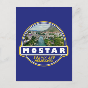 Postal Emblema de arte de viaje de Mostar Bosnia y Herzeg