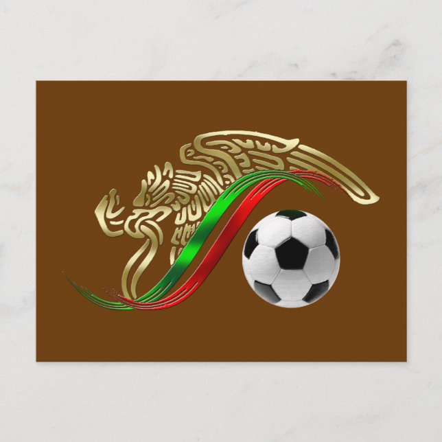 Postal emblema de la bandera de México Logo de Fútbol Fút (Anverso)