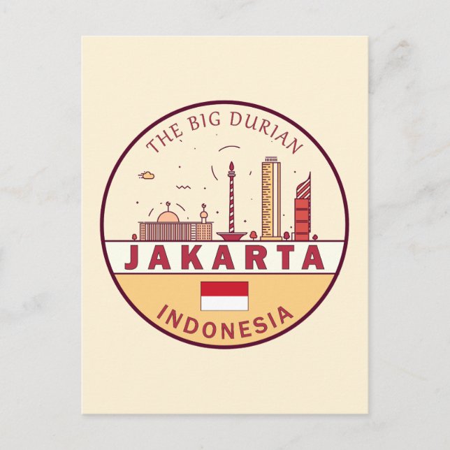 Postal Emblema de la ciudad del cielo de Yakarta Indonesi (Anverso)