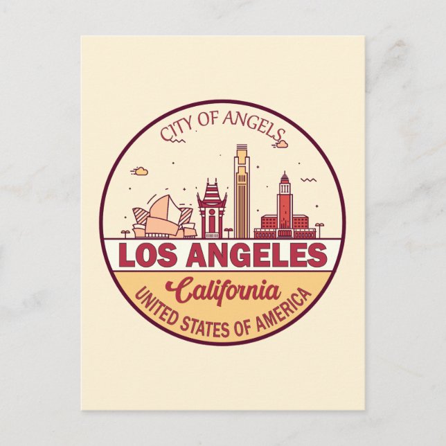 Postal Emblema de la línea aérea de California en Los Áng (Anverso)