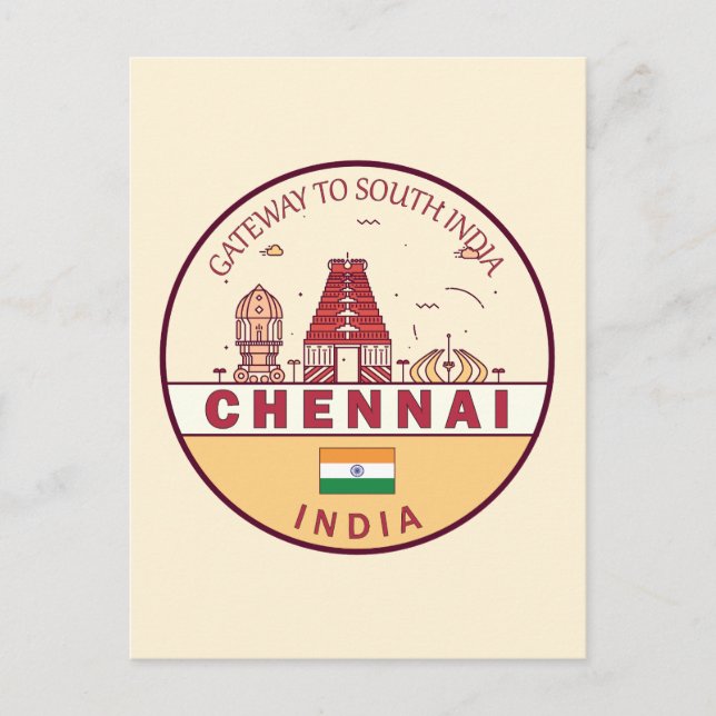 Postal Emblema de la línea aérea de la ciudad de Chennai  (Anverso)