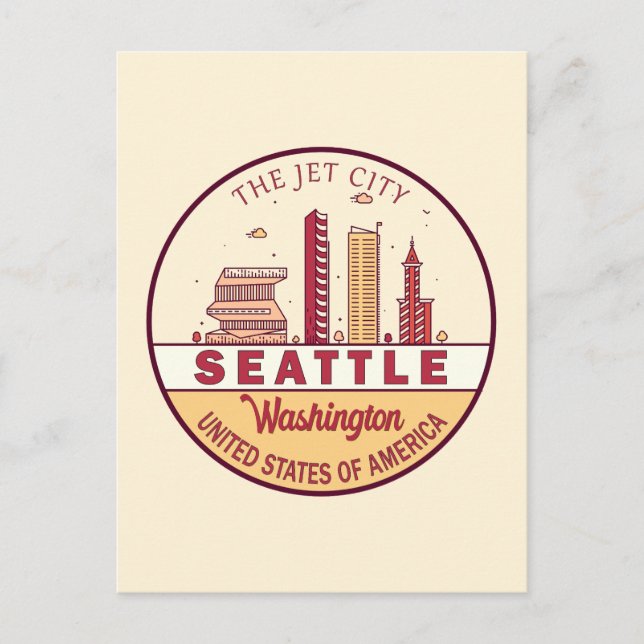 Postal Emblema de la línea aérea de la ciudad de Seattle  (Anverso)