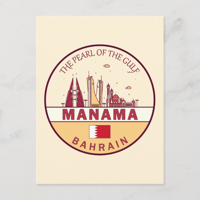 Postal Emblema de la línea aérea de Manama Bahréin (Anverso)