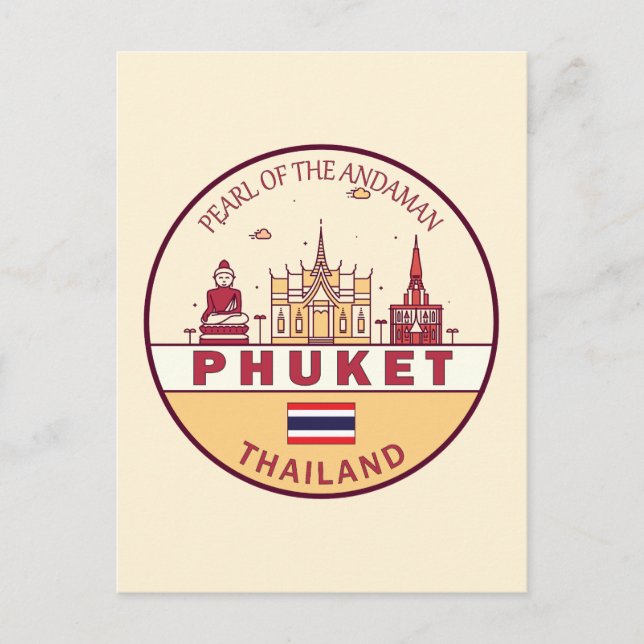 Postal Emblema de la línea aérea de Phuket Thailand City (Anverso)