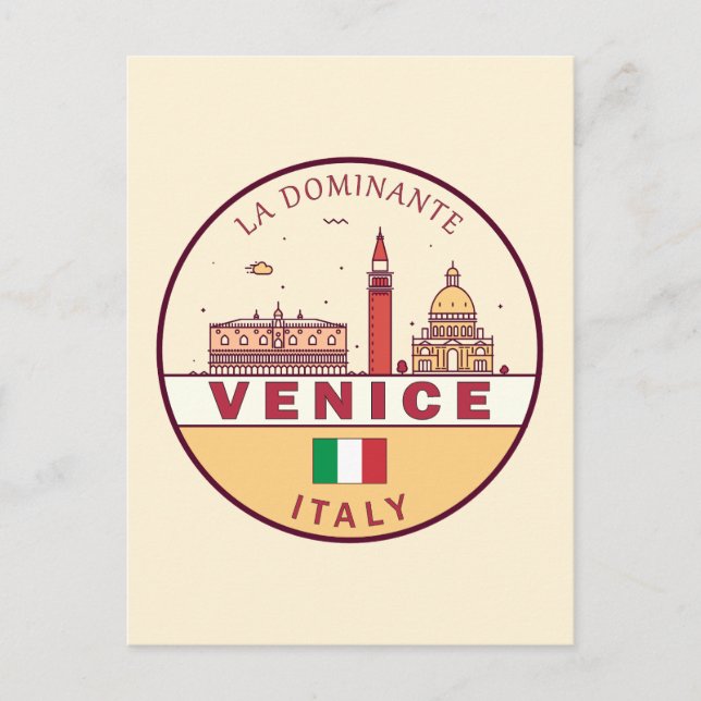 Postal Emblema de la línea aérea de Venecia Italia (Anverso)