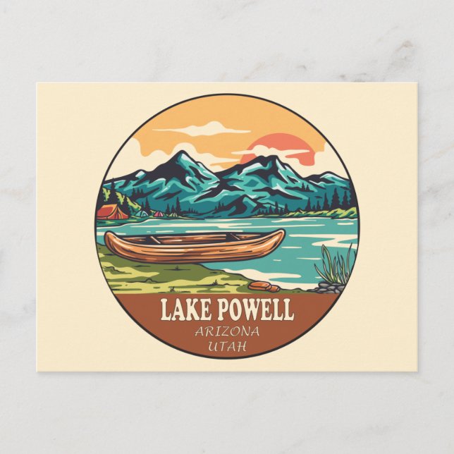 Postal Emblema de pesca en barco de Lake Powell (Anverso)