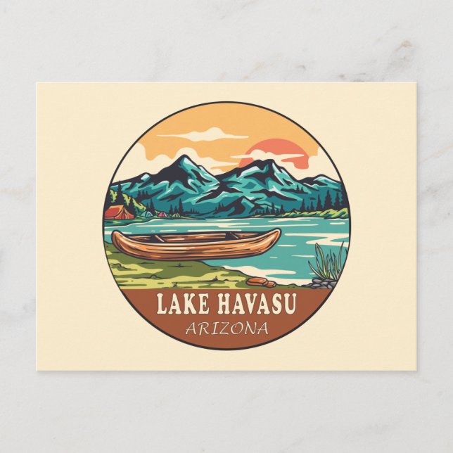 Postal Emblema de pesca en barco del lago Havasu Arizona (Anverso)