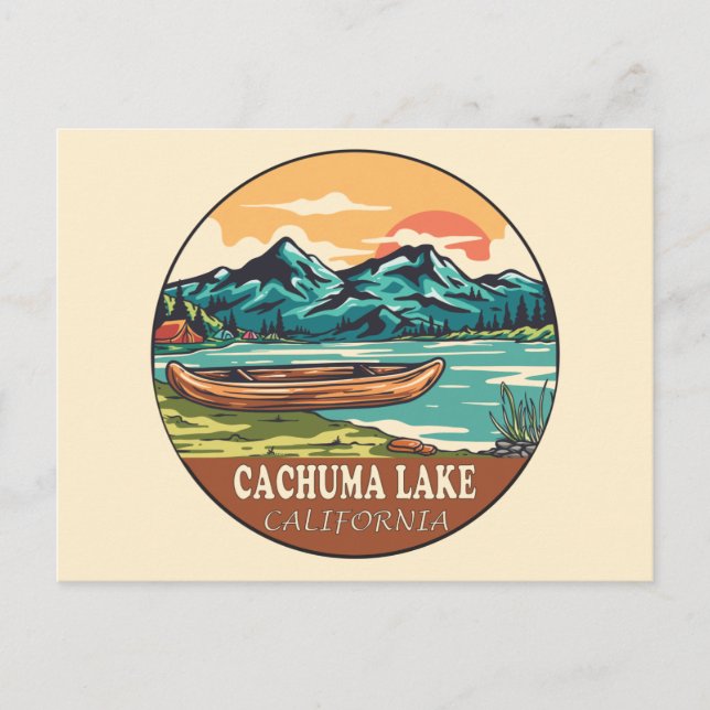 Postal Emblema de pesca en bote de Cachuma Lake Californi (Anverso)