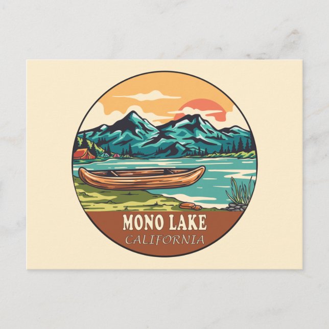 Postal Emblema de pesca en bote de Mono Lake California (Anverso)