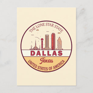 Postal Emblema del horizonte de la ciudad de Dallas Texas
