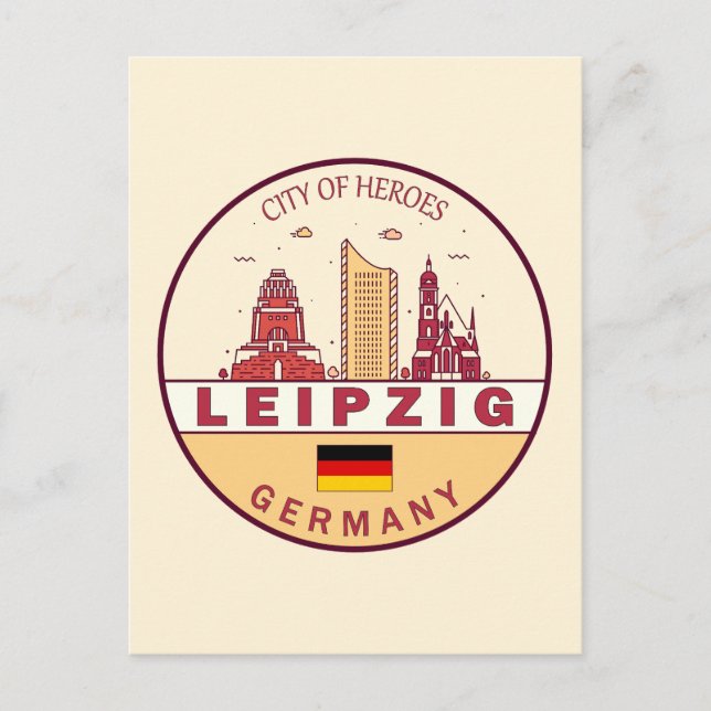 Postal Emblema del horizonte de la ciudad de Leipzig, Ale (Anverso)