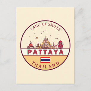 Postal Emblema del horizonte de la ciudad de Pattaya, Tai