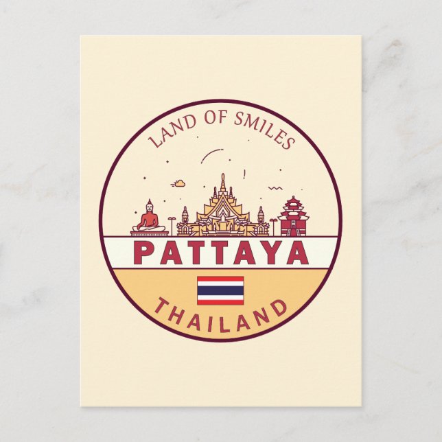 Postal Emblema del horizonte de la ciudad de Pattaya, Tai (Anverso)